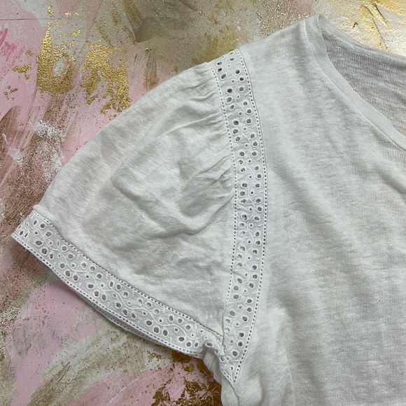 J. Crew white flutter sleeve linen tee top XXS - Picture 4 of 5